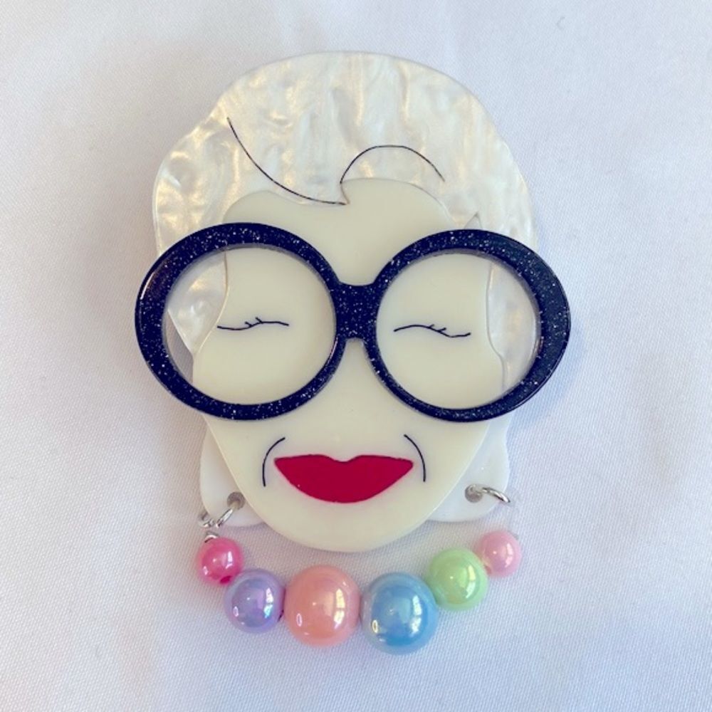 Iris Apfel Acrylic Brooch